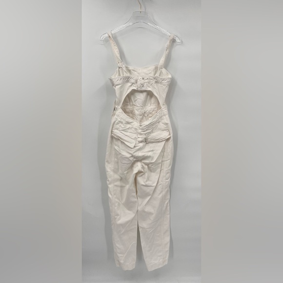 Free People Go West Jean Denim Overall Jumpsuit Zinc‎ White size small - Picture 4 of 10